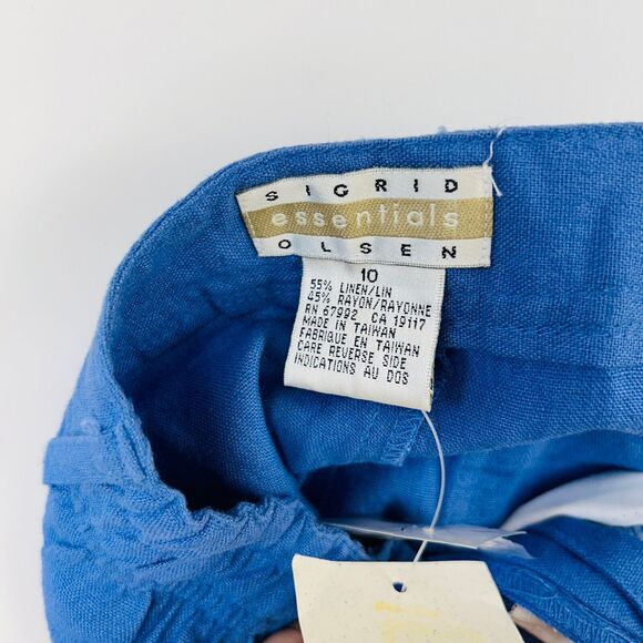 Sigrid Olsen Blue Linen Blend Shorts Size 10 NWT Casual Comfort Wear Essential - Picture 6 of 14